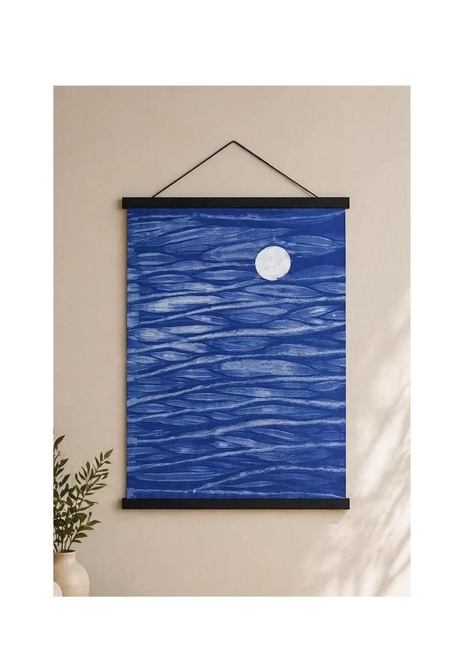 Handmade Textile Wall Art | Indigo Moon Wall Hanging | Batik Textile Art